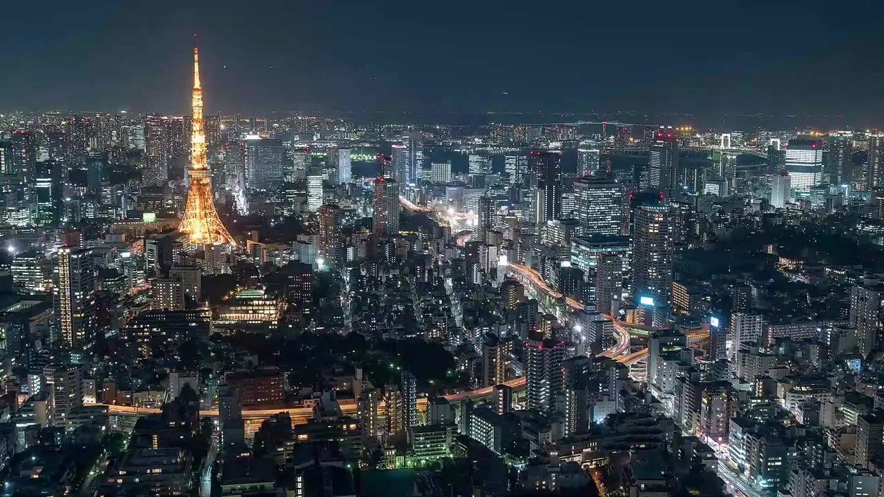 東京の夜景(東京タワーと都心の街並み)